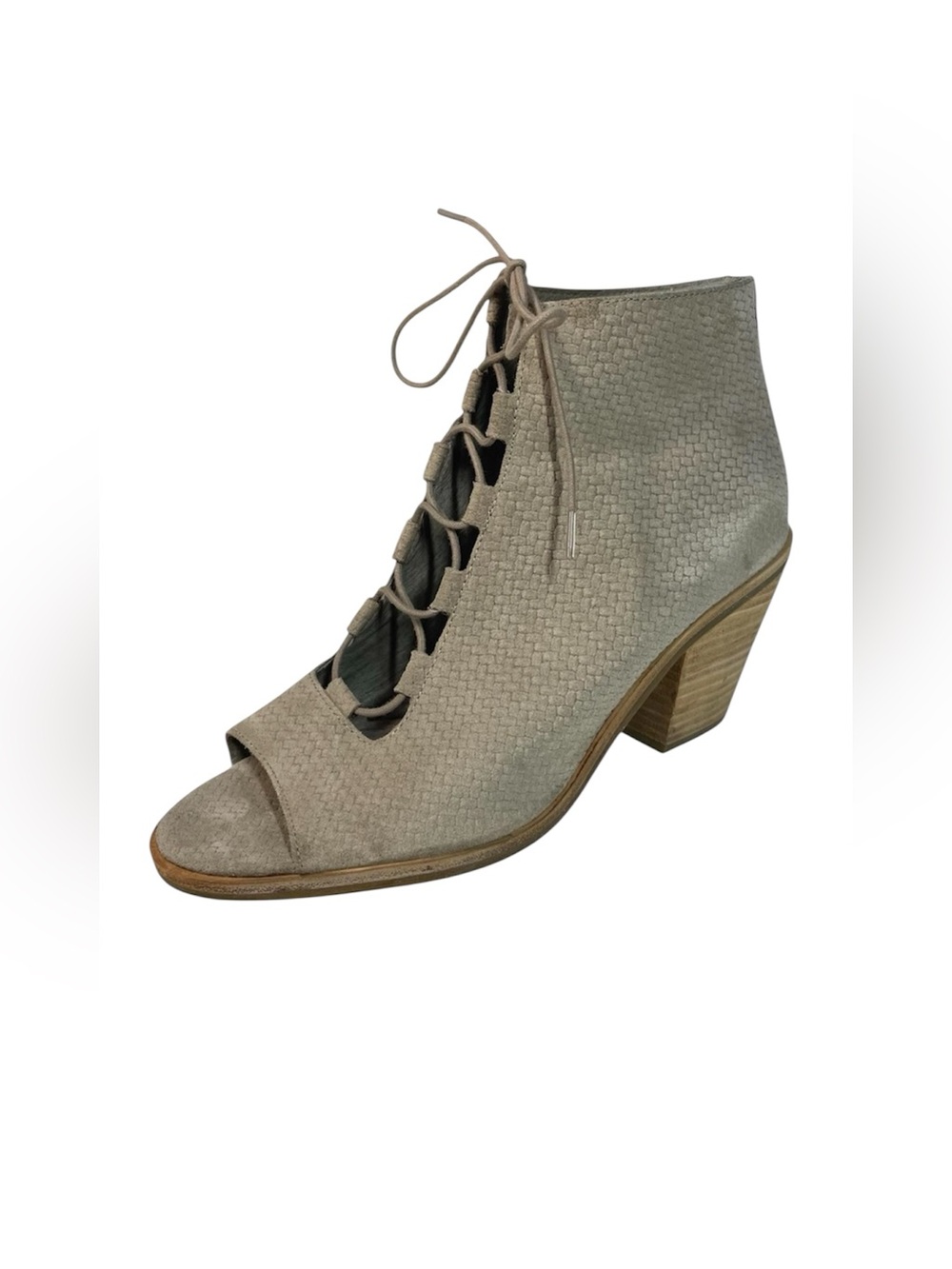 Eileen Fisher Slew Open Toe Lace Up Open Toe Bootie Size 11 Suede Leather Shoes